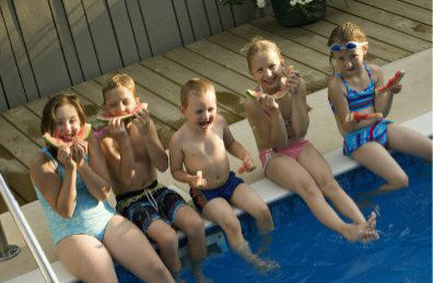 Children in Swimming Pool:  Environmental benefits of vortex structured water